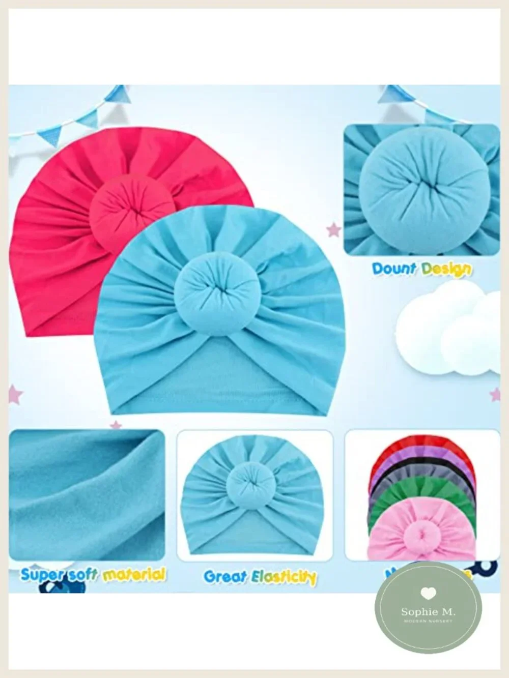 Baby Turban Hat Set 18 Pack Knot Headwrap Newborn Photography Prop